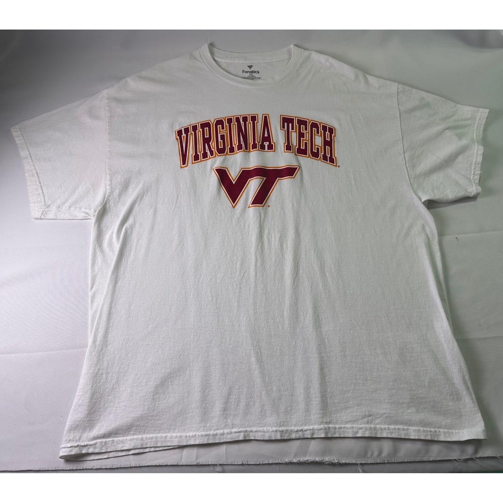 Fanatics Virginia Tech Hokies White VT T Shirt Mens 2XL Cotton Short Sleeve